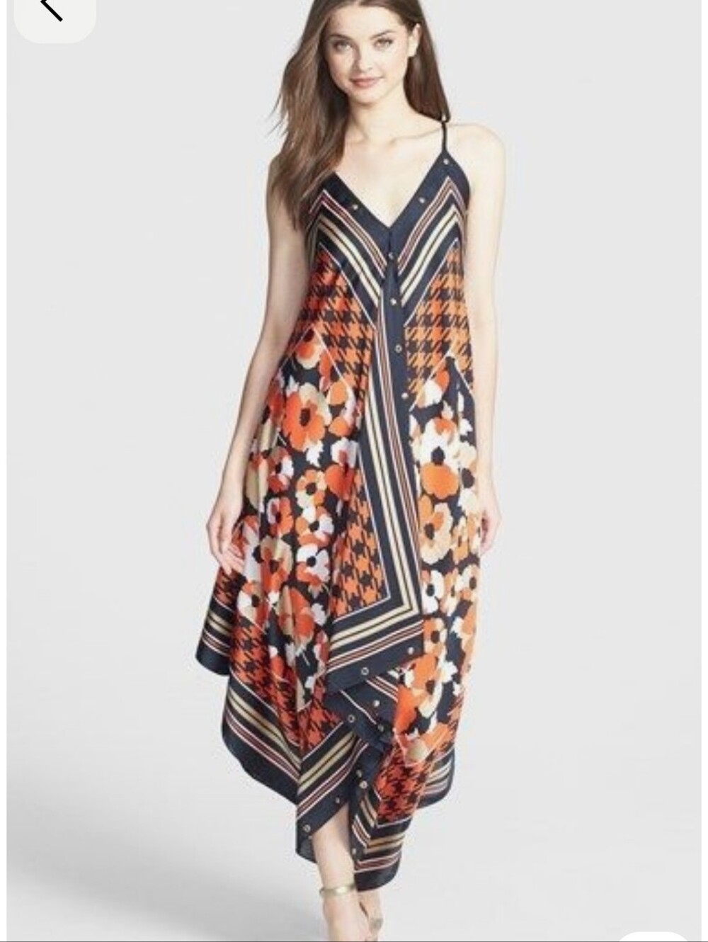 MICHAEL Michael Kors Black and Orange Floral Slip Dress